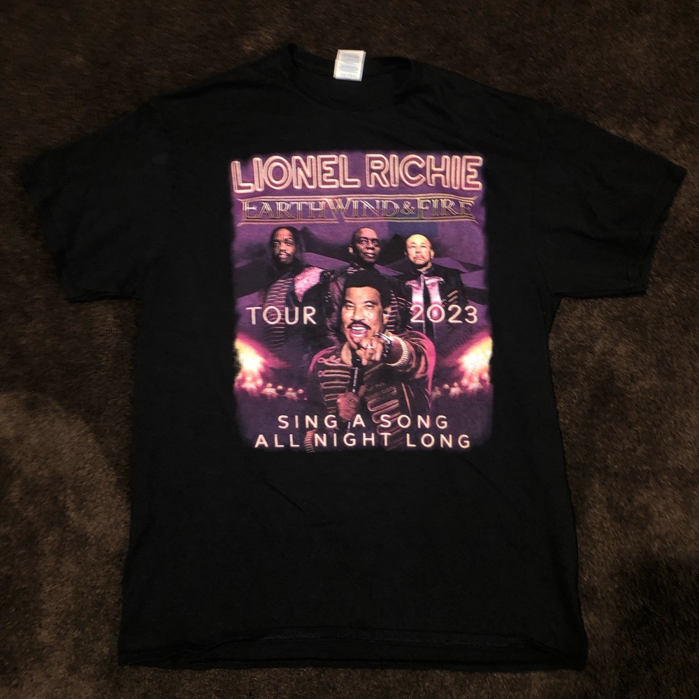 Lionel Richie Earth Wind & Fire Tour T-Shirt Size Large Black Original Band T